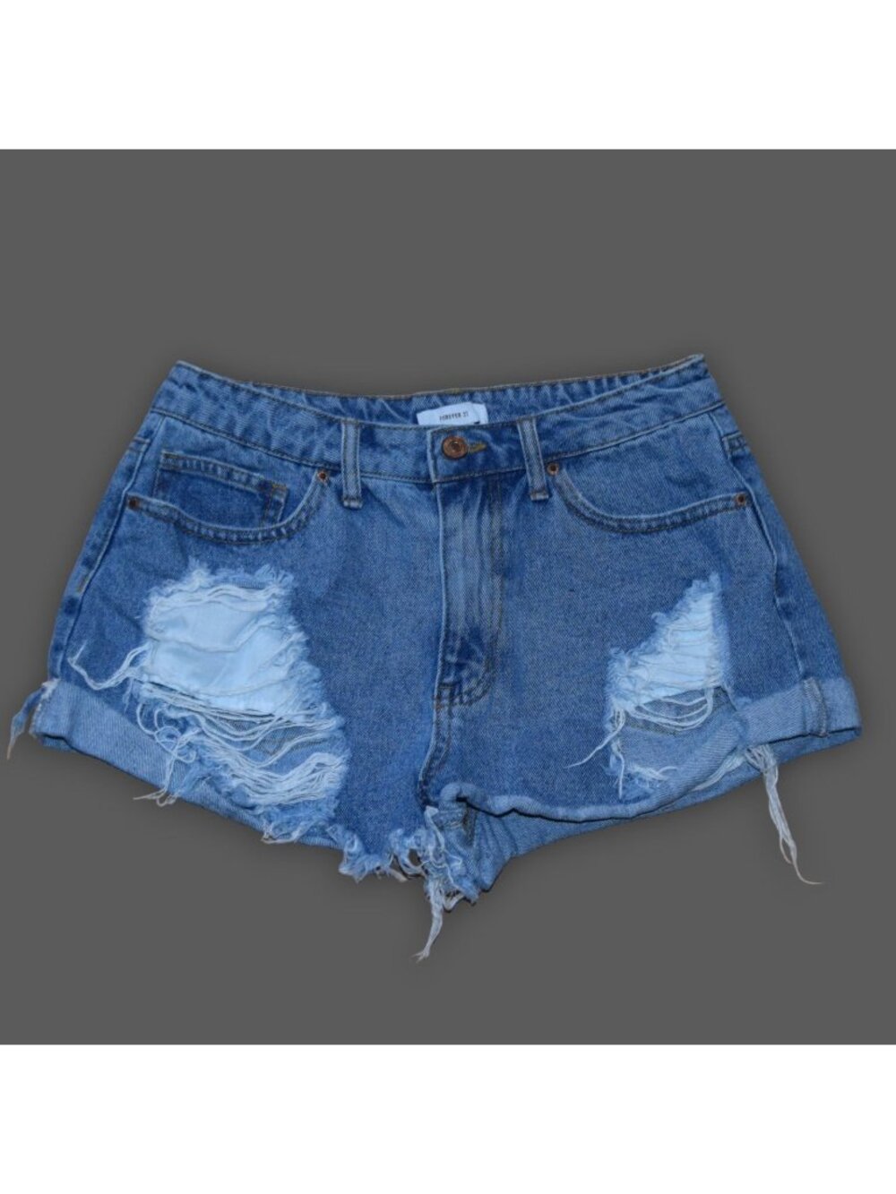 Forever 21 Women's Sz 28 High Waist Destroyed Denim Shorts